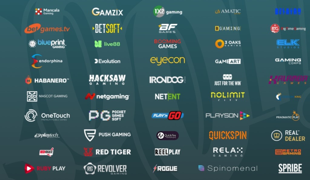 Booi Casino Provider-Logo-Raster mit Pragmatic Play NetEnt Evolution Hacksaw und mehr