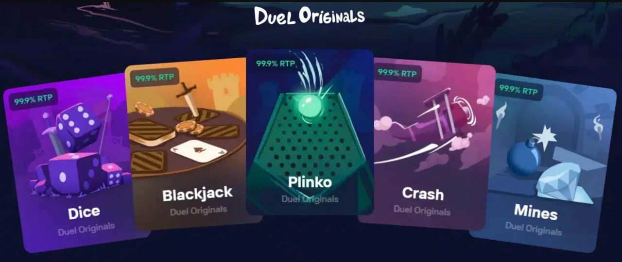 Jogos Duel Originals Dice Blackjack Plinko Crash Mines