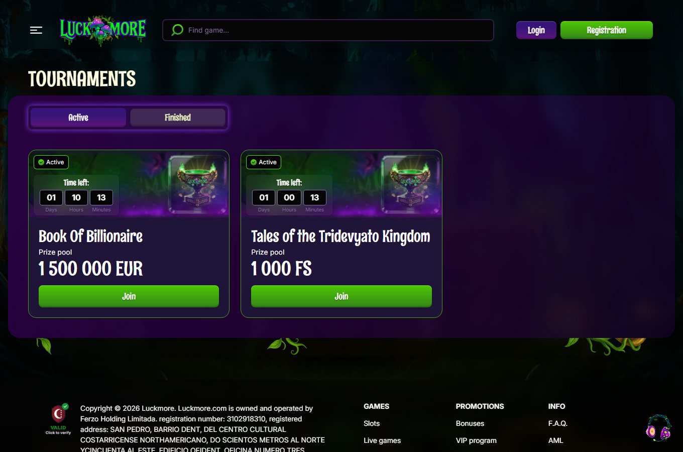Luck More Casino tournaments and competitions screenshot