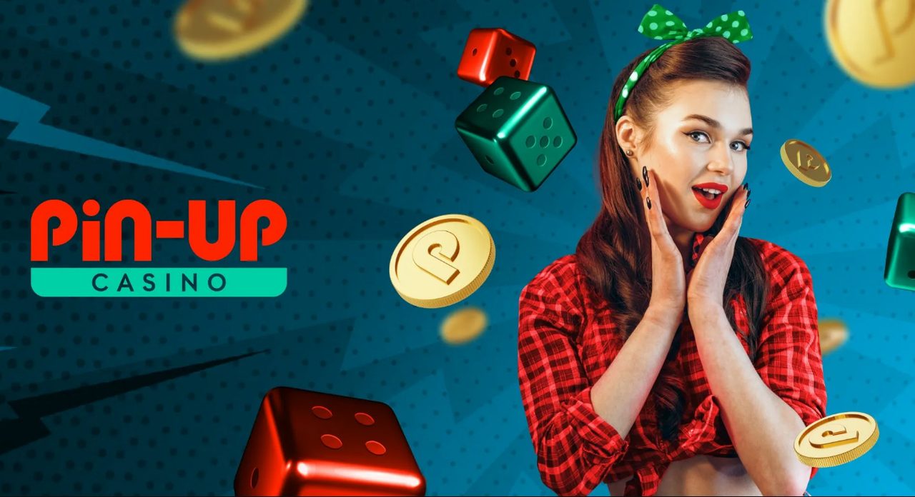 PIN-UP Casino official brand banner with pin-up character