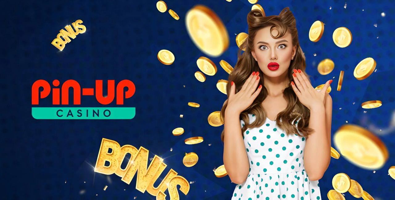 PIN-UP Casino bonus promotional banner with gold coins