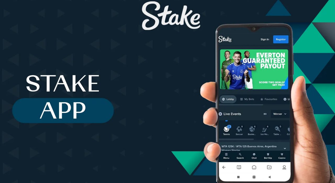 Stake Casinon mobiilisovelluksen vedonlyöntiaula älypuhelimella