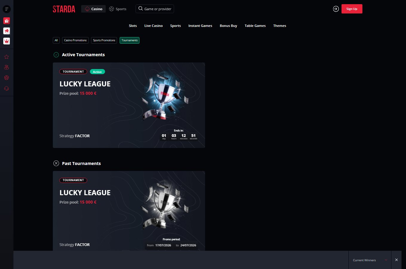 Starda Casino tournaments and competitions screenshot
